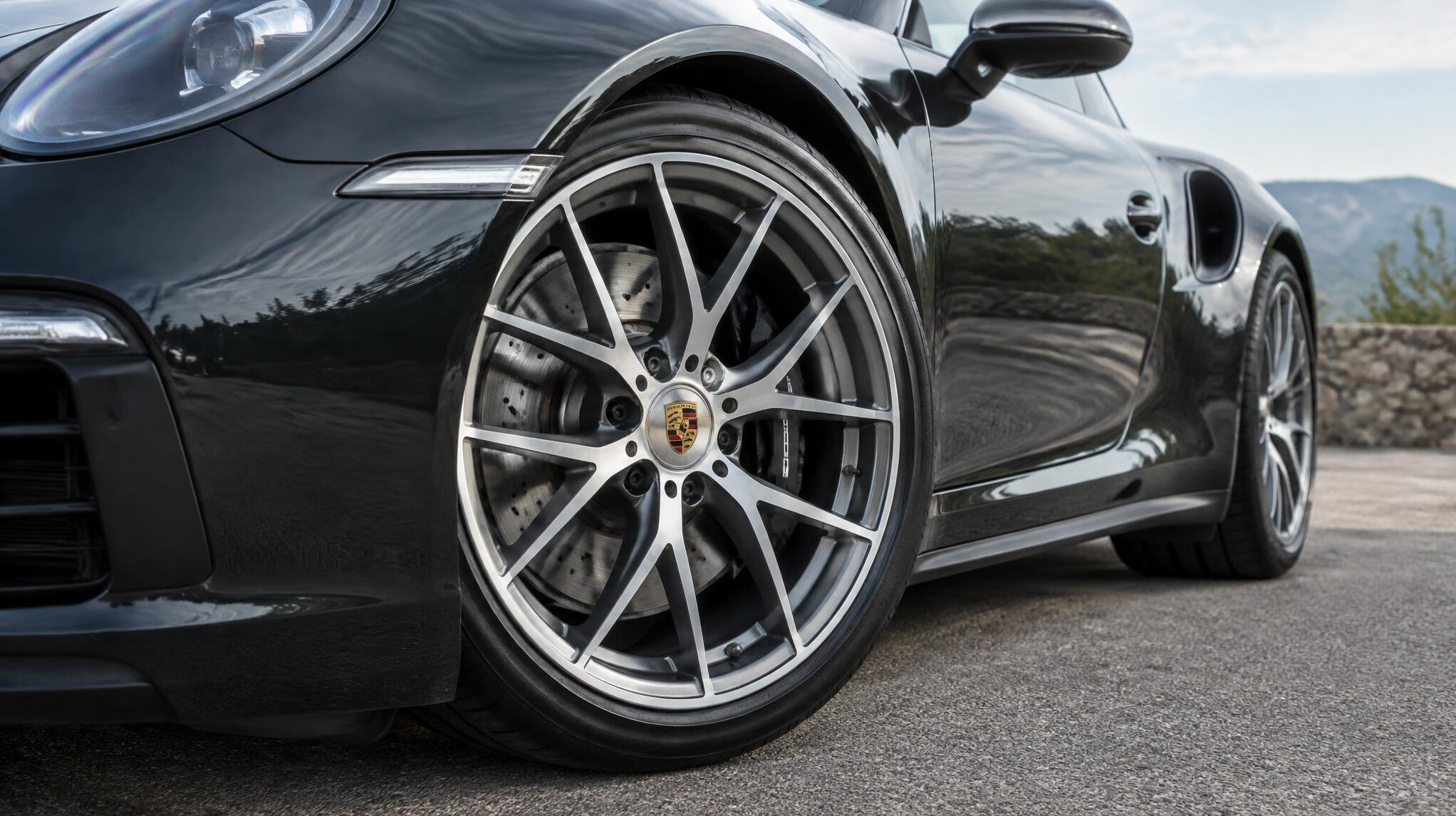 Sports car with freshly refurbished alloy wheels